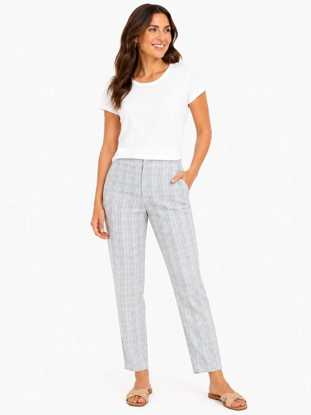 Volcom Multi Plaid Vintage Straight-Leg Pants Pleating Sz 27